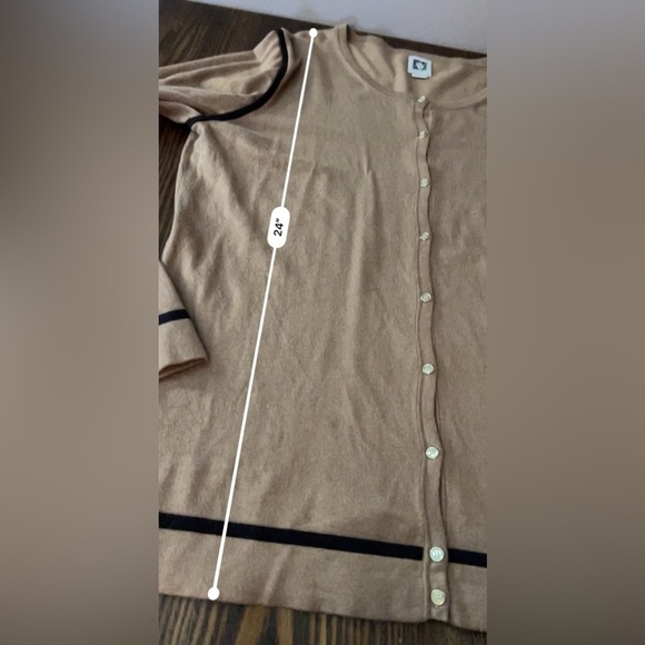 Anne Klein button down women’s XL Cardigan sweater brown contrast trim - Picture 11 of 15